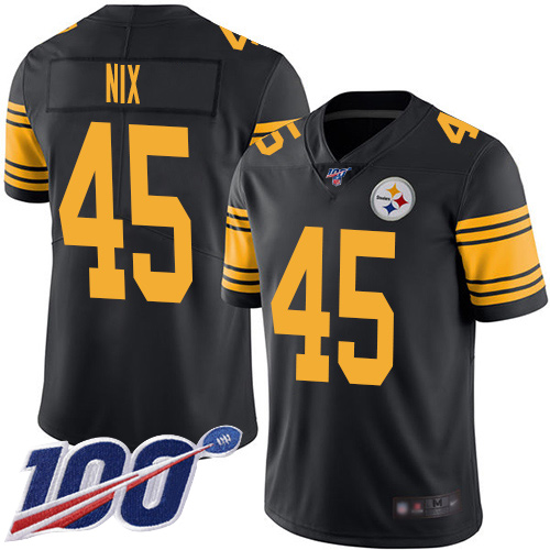 Men Pittsburgh Steelers Football 45 Limited Black Roosevelt Nix 100th Season Rush Vapor Untouchable Nike NFL Jersey